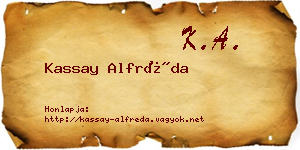 Kassay Alfréda névjegykártya